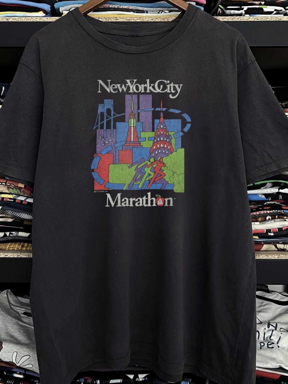 90s New York City Marathon Washed Black Tee  91